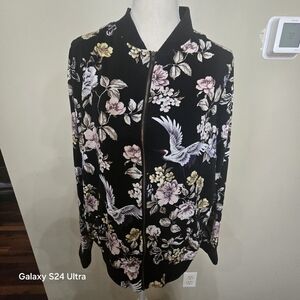 TORRID floral Black Bomber Jacket